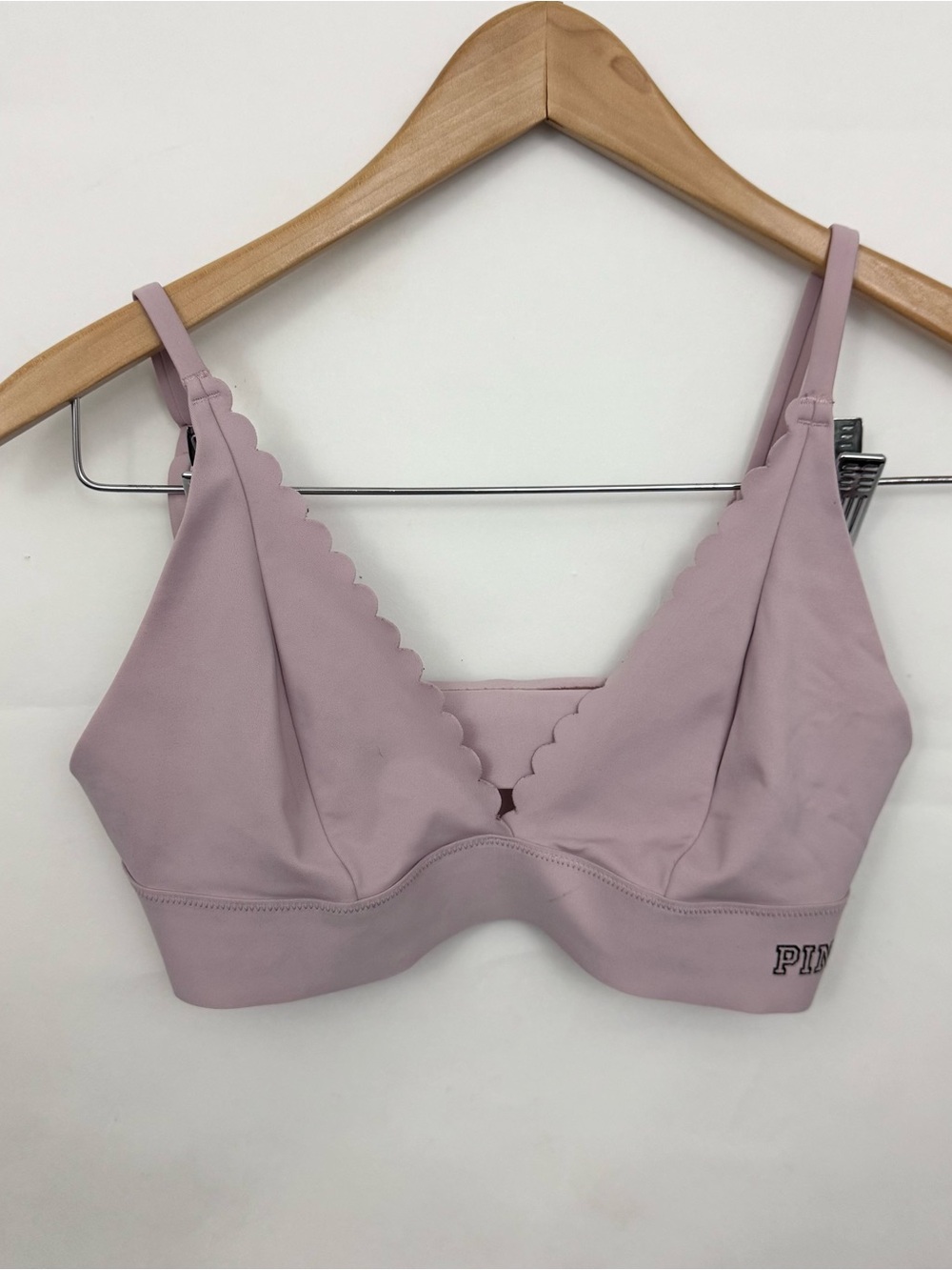 Victoria’s Secret PINK bonded blush Pink Wireless Bralette Bra scallop trim S